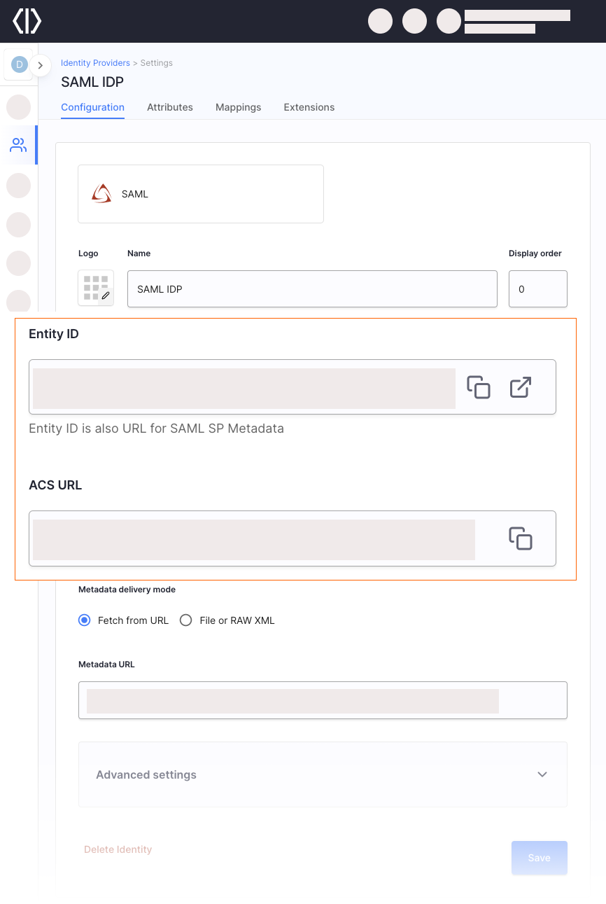 Set Up SAML IDP for User Authentication