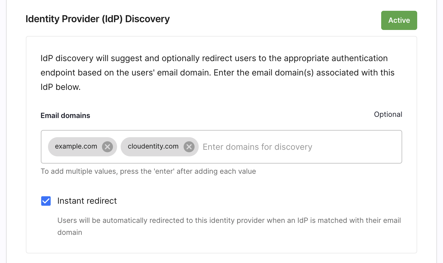 IDP discovery config