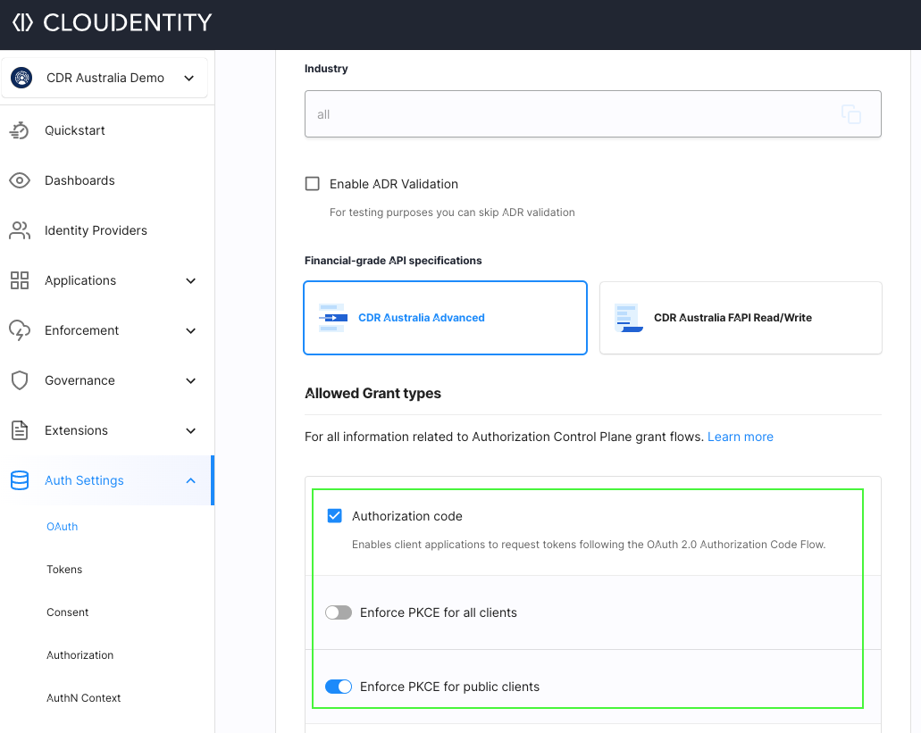 CDR - Authorization Code Flow with PKCE - enable PKCE