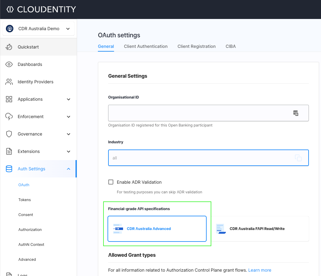 CDR - enabling FAPI advanced profile