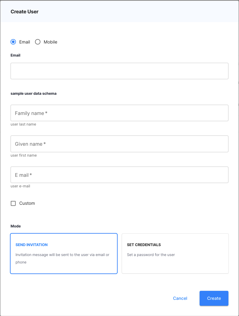 Identity Schema for users