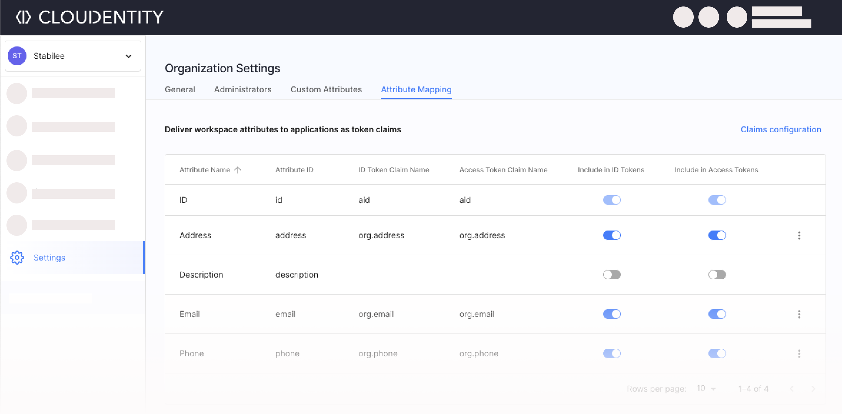 Mapping Organization Attributes to Token Claims