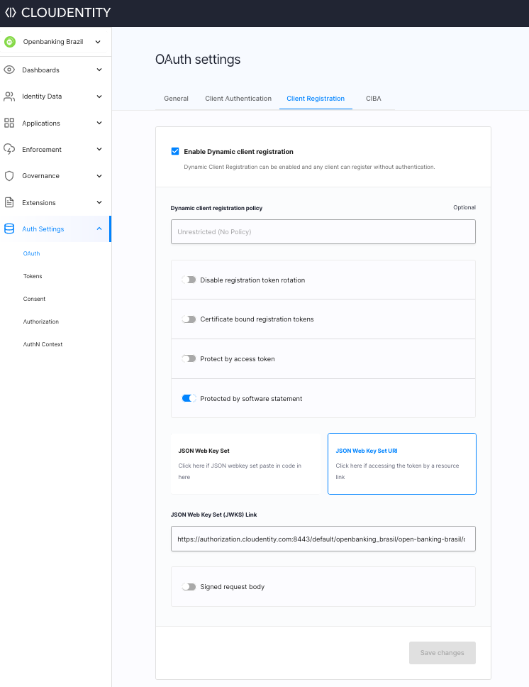 Open Banking Brazil DCR configuration