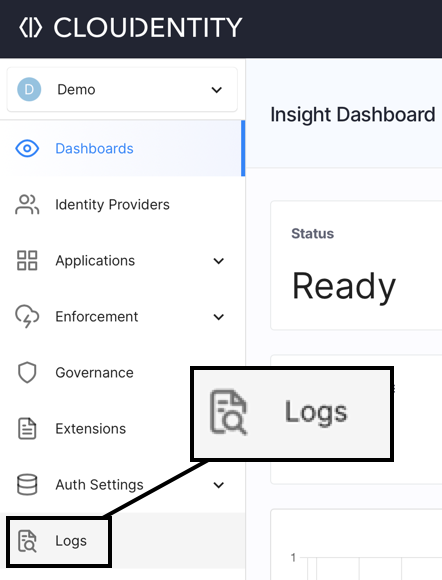 Logs in the navigation bar